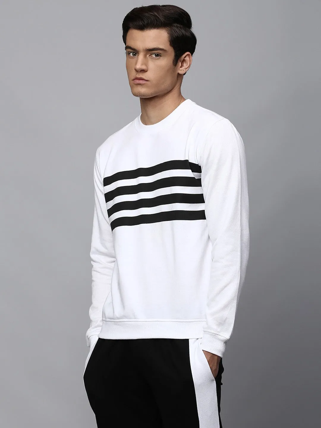 Mens Long-Sleeve Sweatshirt - Lightweight Casual Winterwear  (White)