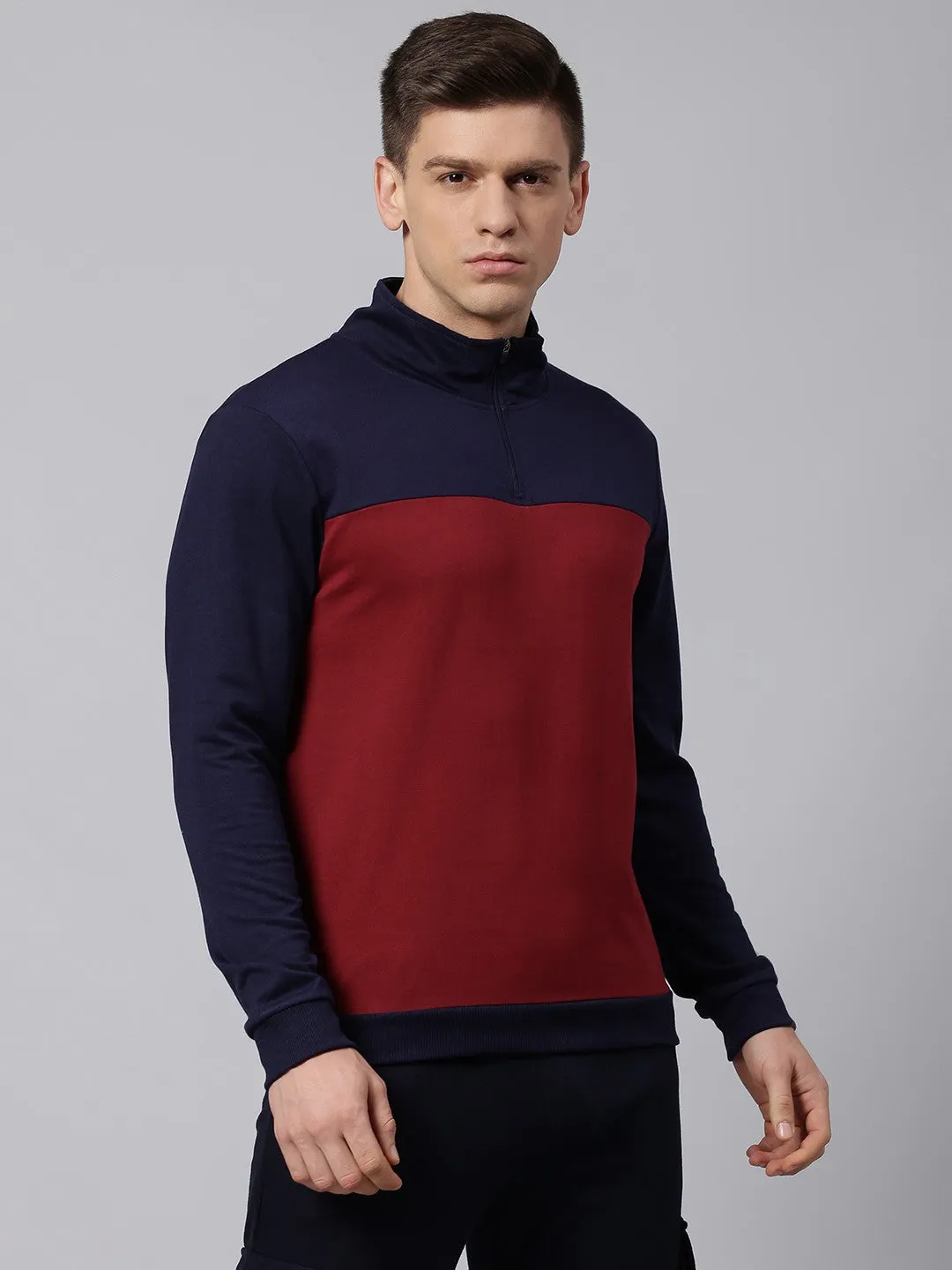 Mens Long-Sleeve Sweatshirt - Lightweight Casual Winterwear  (Wine)