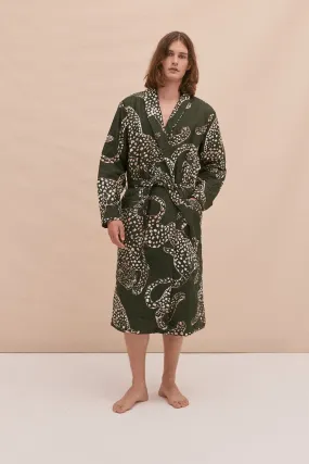 Men’s Quilted Robe Jag Print Green