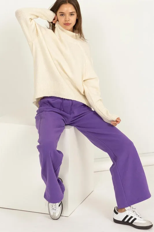 Mid-Rise Drawstring Wide Leg Pants