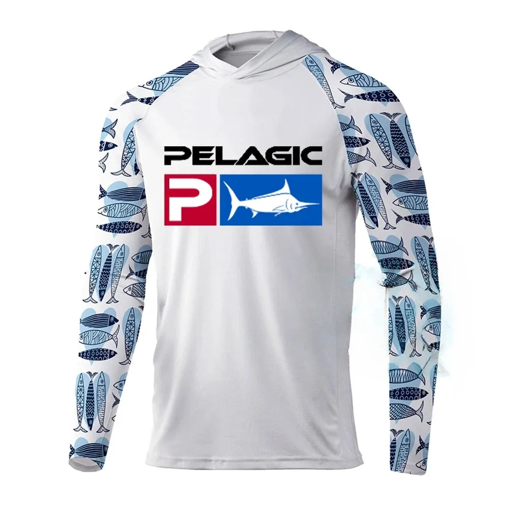 New Fishing Hoodie Pelagic Men Clothes Summer Breathable Long Sleeve Fishing Shirt Sun Protection Camouflage Fishing Shirts Tops