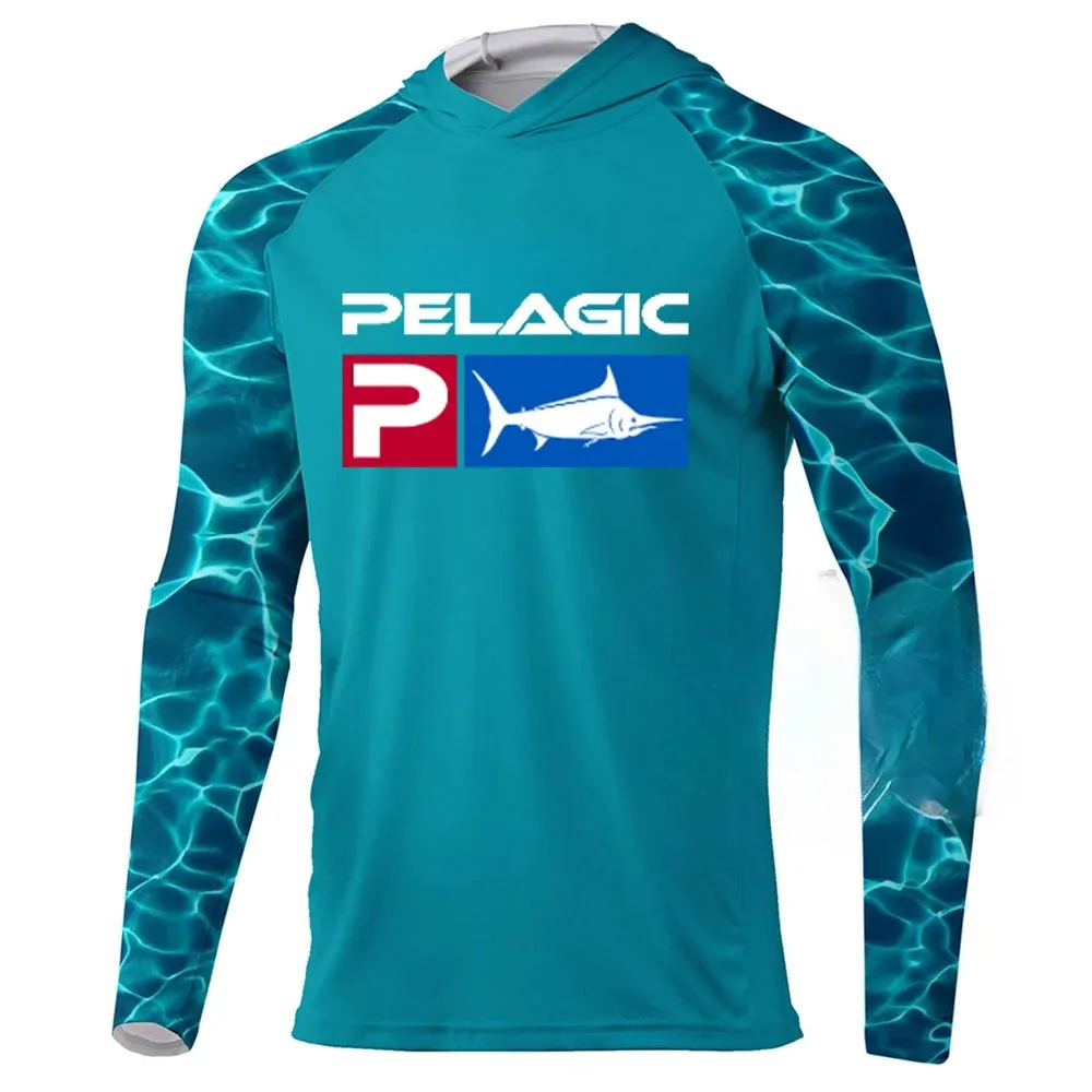 New Fishing Hoodie Pelagic Men Clothes Summer Breathable Long Sleeve Fishing Shirt Sun Protection Camouflage Fishing Shirts Tops