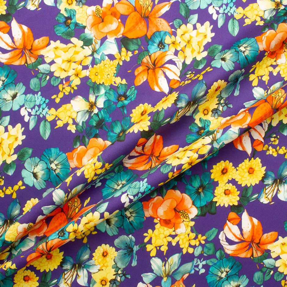 Orange & Yellow Floral Printed Lightweight Cotton (A 2m Piece)