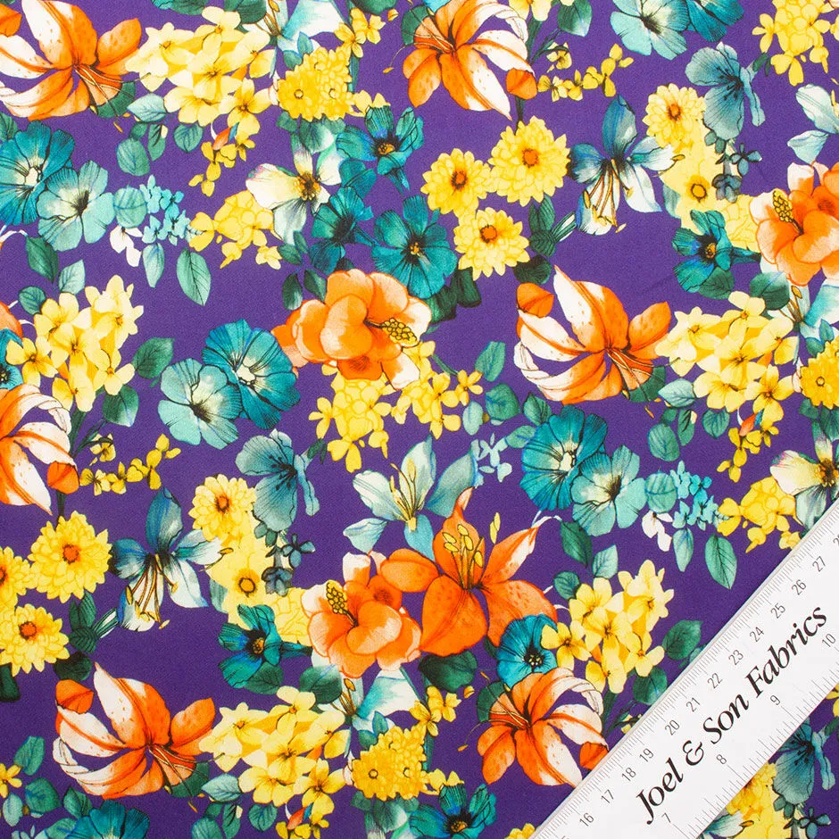 Orange & Yellow Floral Printed Lightweight Cotton (A 2m Piece)