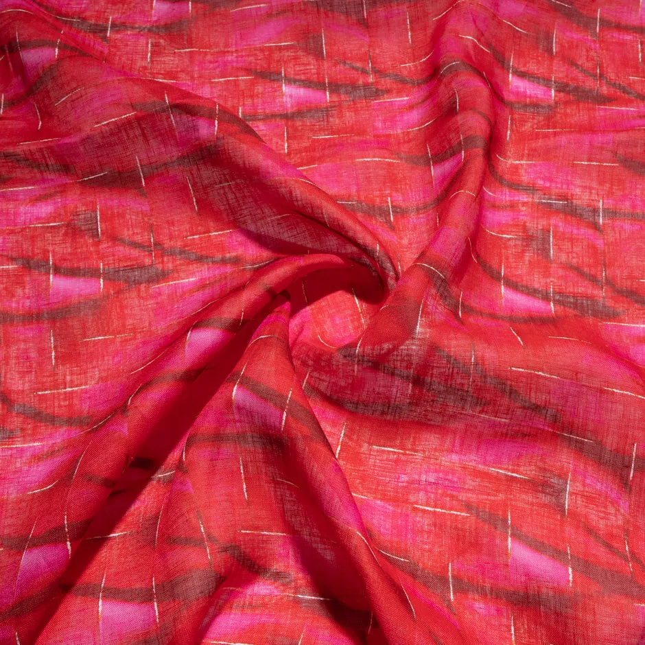 Red Printed Lightweight Pure Linen