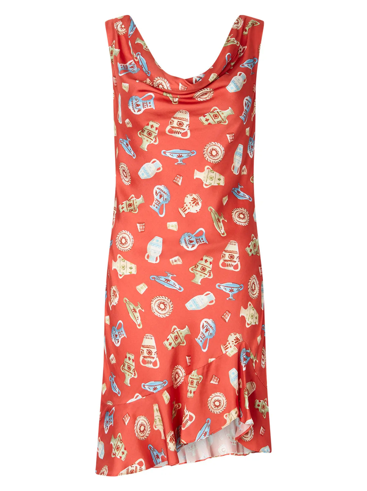 Roberta Red Pottery Print Mini Dress