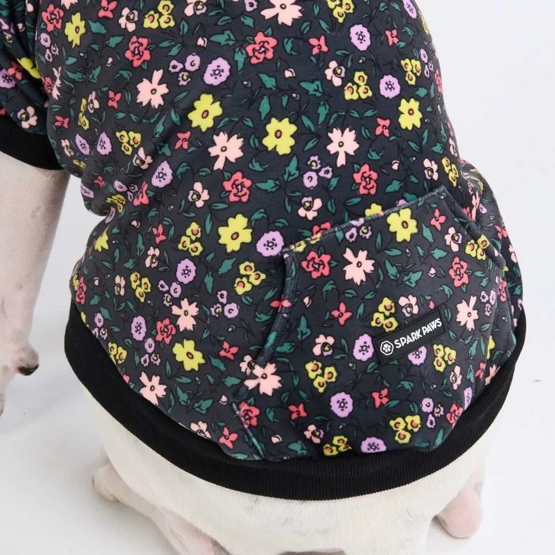 Vintage Flower Dog Hoodie - Black (2)