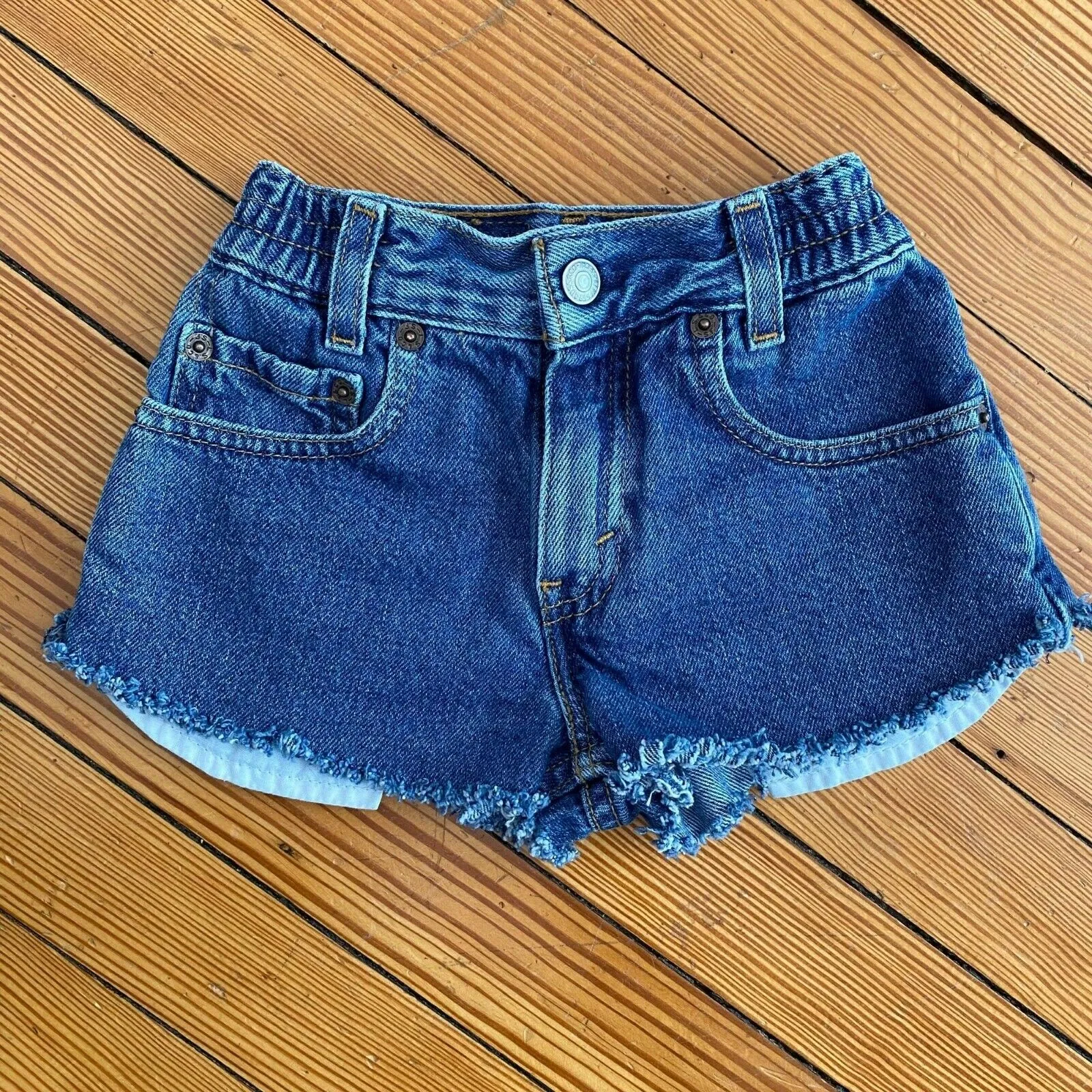 Vintage Levi's 566 Loose Fit Cut Off Blue Jean Shorts Toddler Girl 4T