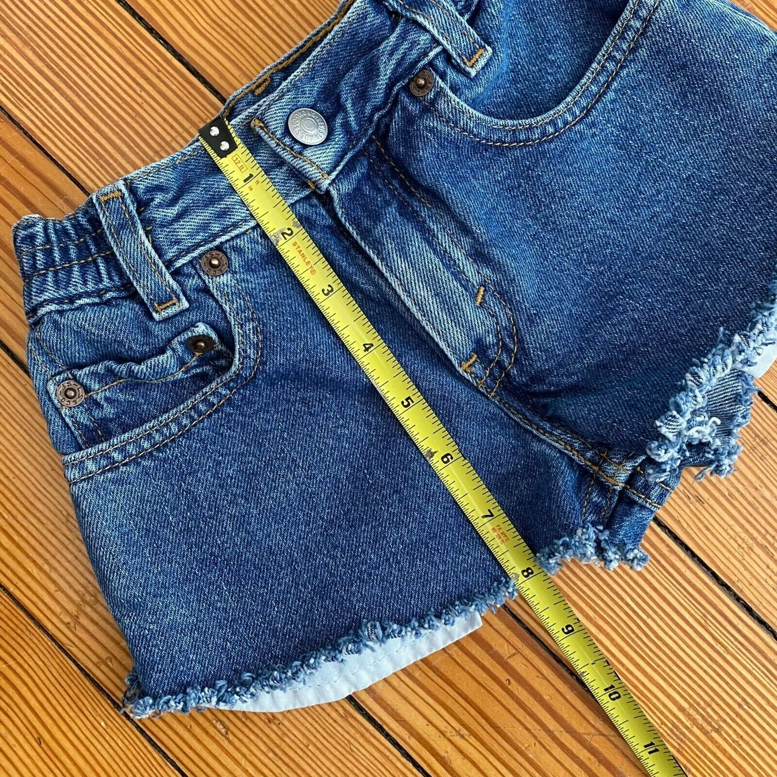 Vintage Levi's 566 Loose Fit Cut Off Blue Jean Shorts Toddler Girl 4T