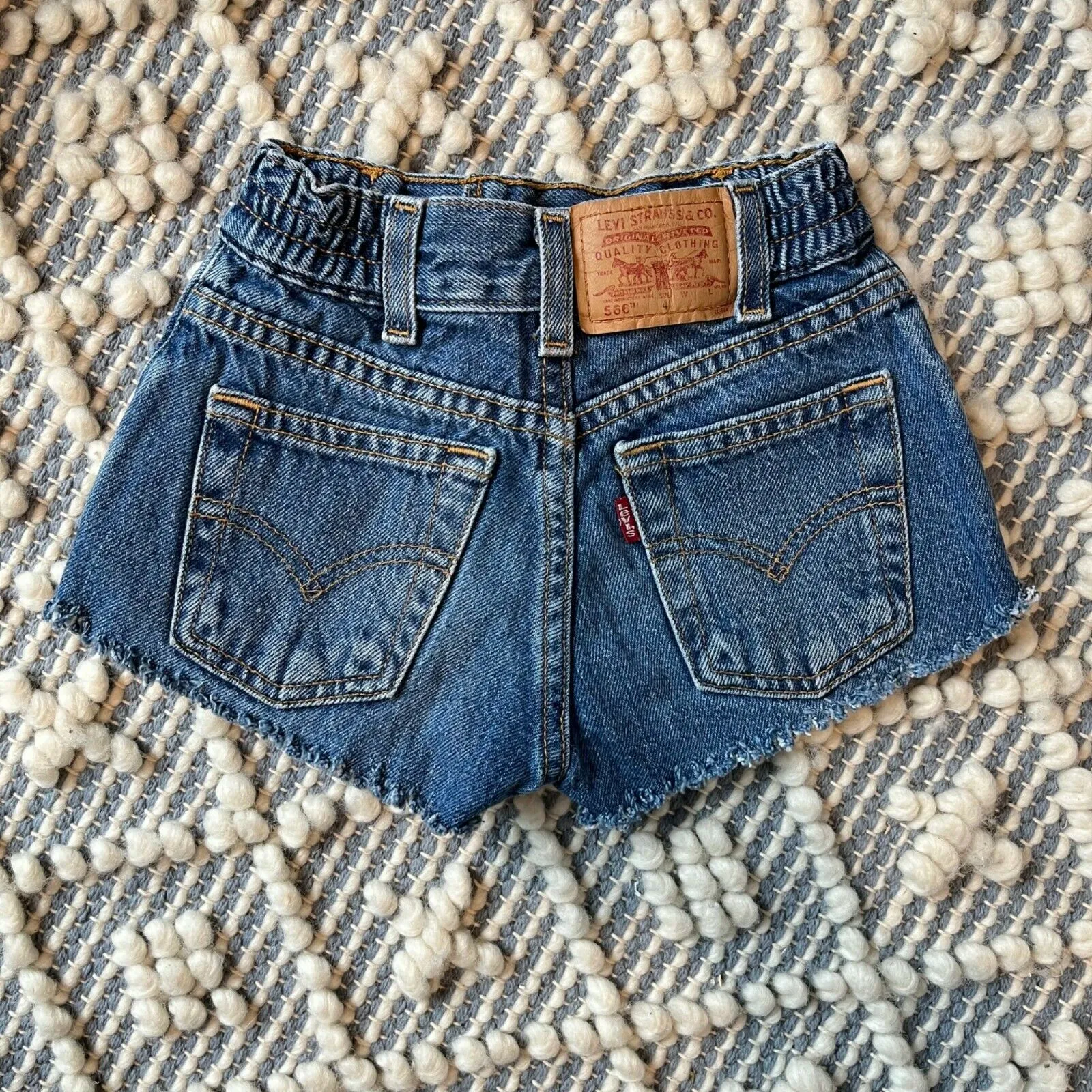 Vintage Levi's 566 Loose Fit Cut Off Blue Jean Shorts Toddler Girl 4T