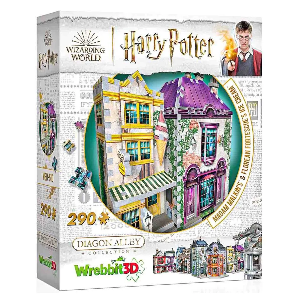 Wrebbit 3D Harry Potter: Diagon Alley Collection: Madam Malkin's & Florean Fortescue's Ice Cream 290 Piece Puzzle